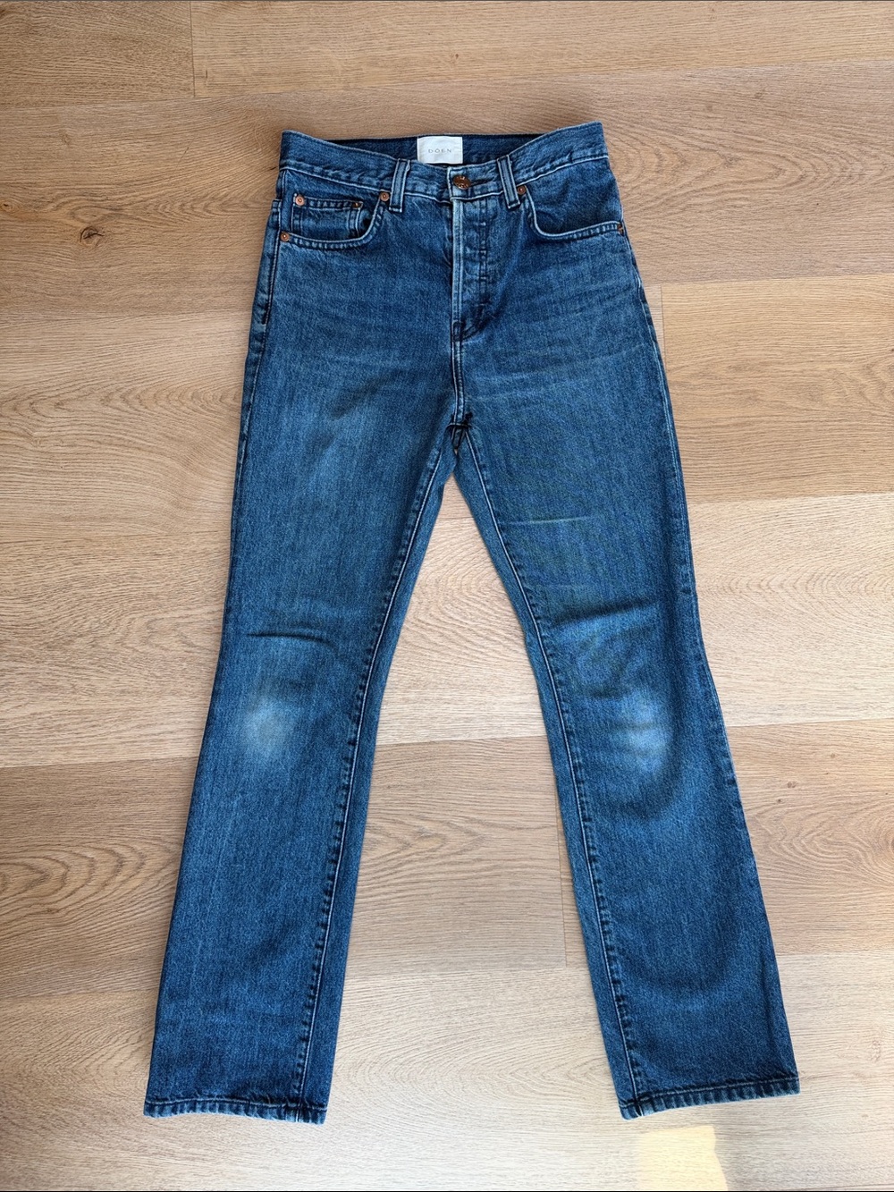 Doen Mid-Blue High-Rise Straight Jeans